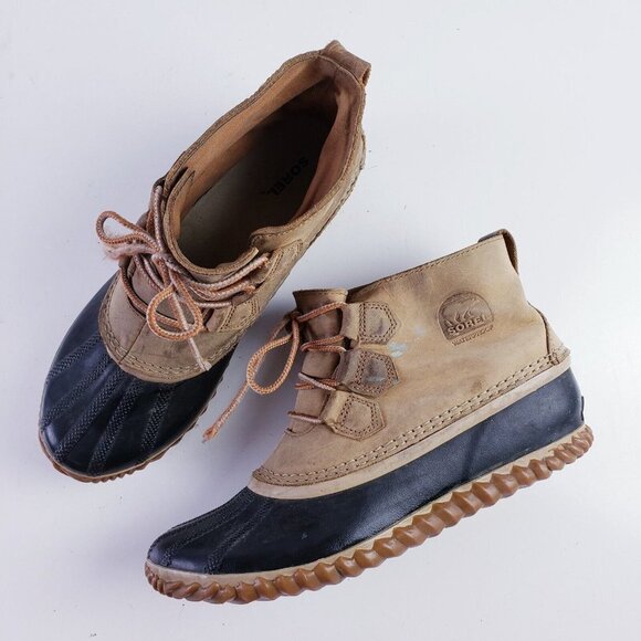 Sorel Out N About Plus Women's 9  Waterproof Rain Booties  NL2133-286 Tan Suede - Picture 1 of 11
